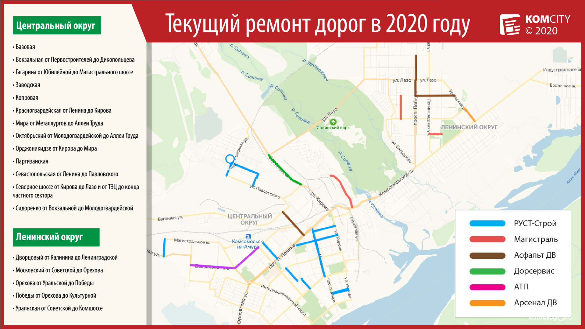 Определены подрядчики, которые займутся текущим ремонтом 18-ти дорог Комсомольска-на-Амуре в этом году